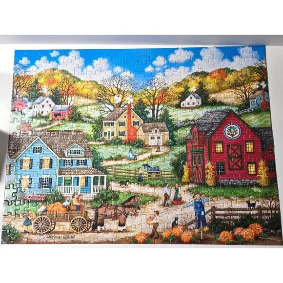 MasterPieces Heartland THE PUMPKIN PICKERS Jigsaw Puzzle 300 ez grip large pcs - Picture 2 of 7